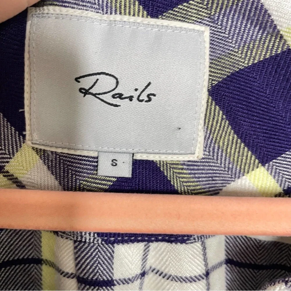 RAILS Hunter Plaid Button Down Top Yellow Navy Blue {Y10} - Picture 5 of 6